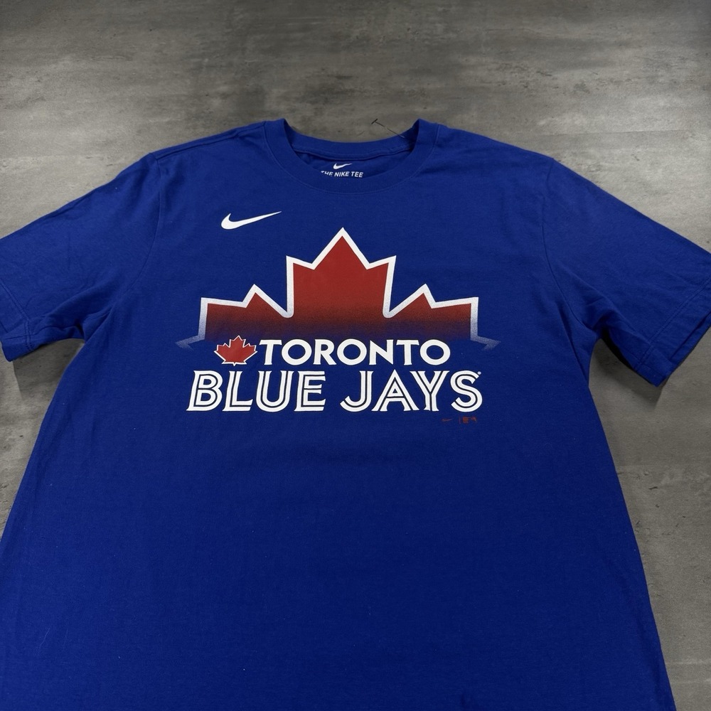 Nike Toronto Blue Jays Shirt Mens Small Blue Maple Leaf Canada Cotton Baseball